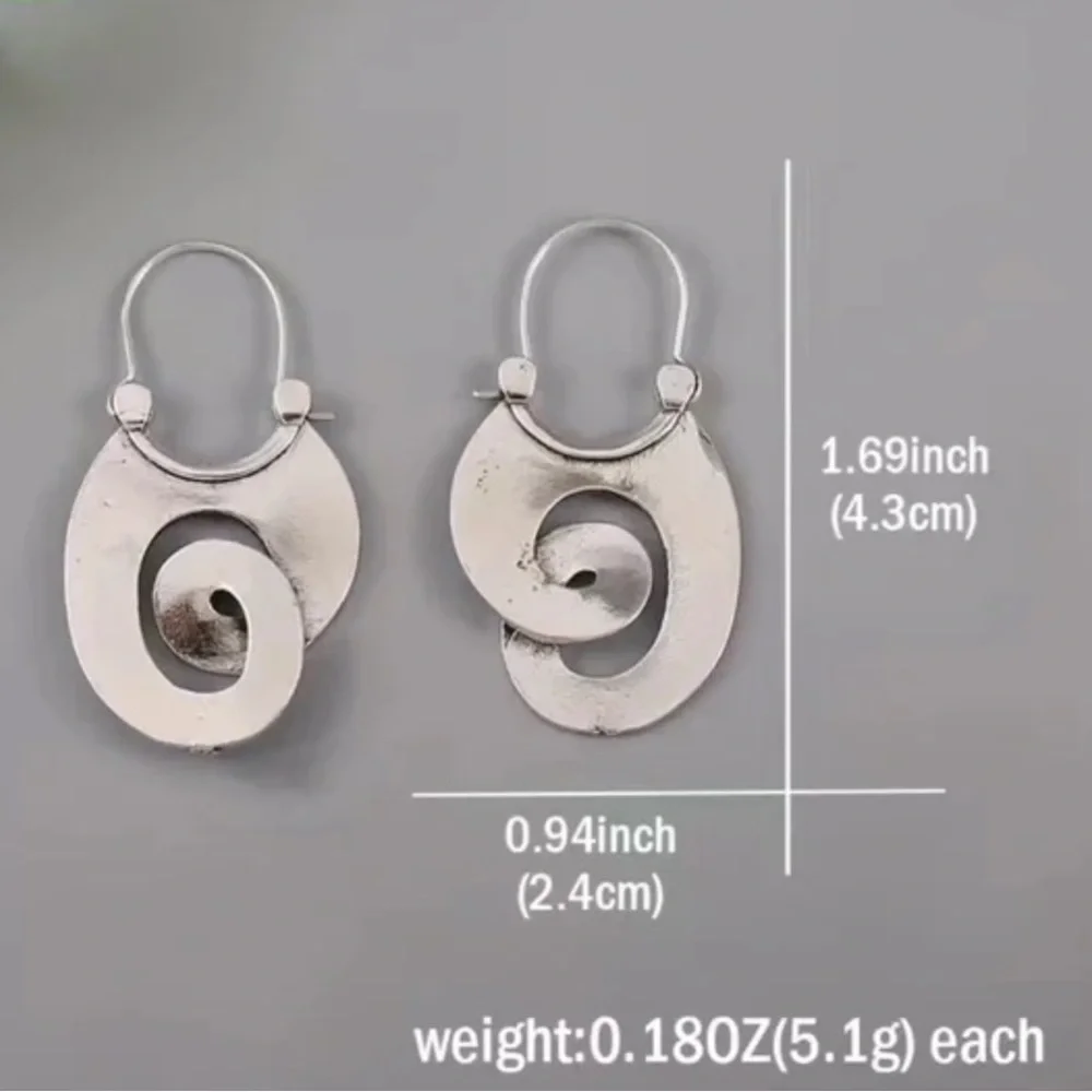 NWT Trendy Silver Tone Spiral Swirl Bohemian Pierced Dangle Earrings!